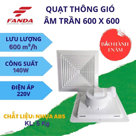 Quạt hút âm trần 600x600