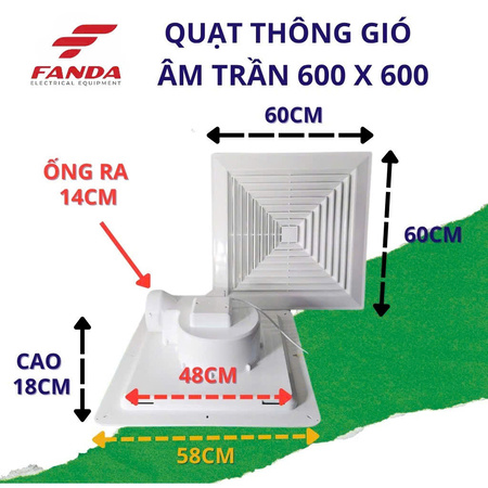 Quạt hút âm trần 600x600